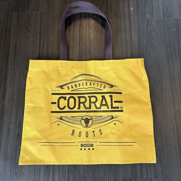 Corral Handbags - Corral Boots Tote Bag With Handle Canvas Yellow And Brown Western Country Shop